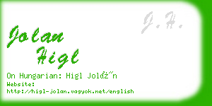 jolan higl business card